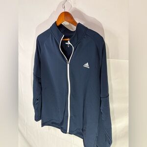 Adidas GOLF Track Jacket Mens XL Navy Blue & White Zip Up Three Stripes Casual
